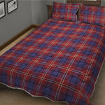 Red Blue And White Tartan Pattern Print Quilt Bed Set