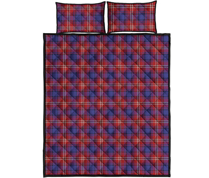Red Blue And White Tartan Pattern Print Quilt Bed Set