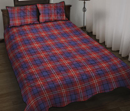 Red Blue And White Tartan Pattern Print Quilt Bed Set
