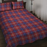 Red Blue And White Tartan Pattern Print Quilt Bed Set