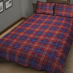 Red Blue And White Tartan Pattern Print Quilt Bed Set