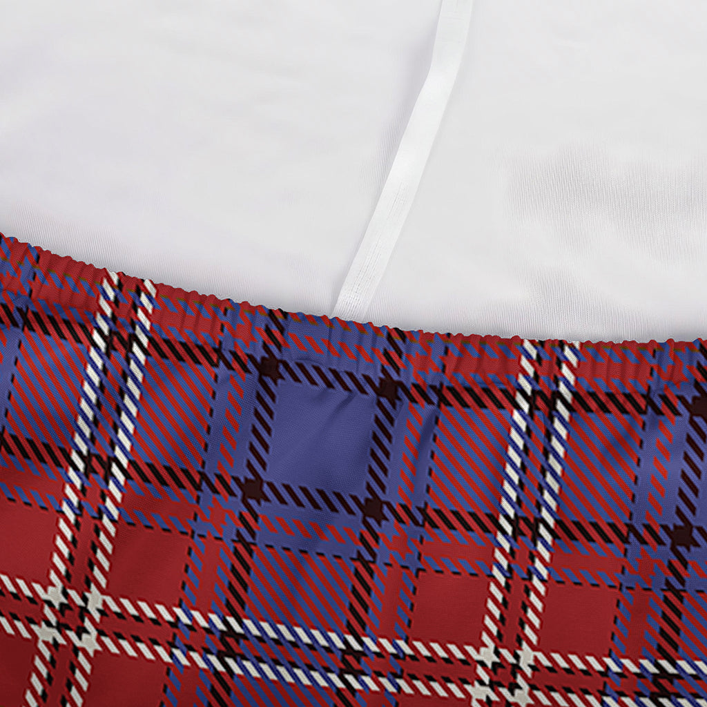 Red Blue And White Tartan Pattern Print Sofa Cover