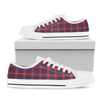 Red Blue And White Tartan Pattern Print White Low Top Shoes