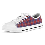 Red Blue And White Tartan Pattern Print White Low Top Shoes