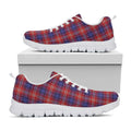 Red Blue And White Tartan Pattern Print White Running Shoes