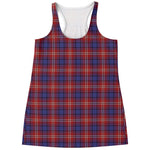 Red Blue And White Tartan Pattern Print Women's Racerback Tank Top