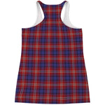 Red Blue And White Tartan Pattern Print Women's Racerback Tank Top
