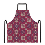 Red Boho Flower Pattern Print Apron