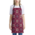 Red Boho Flower Pattern Print Apron