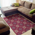 Red Boho Flower Pattern Print Floor Mat