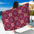 Red Boho Flower Pattern Print Beach Sarong Wrap
