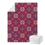 Red Boho Flower Pattern Print Blanket