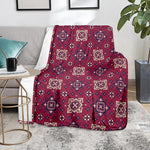Red Boho Flower Pattern Print Blanket