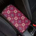 Red Boho Flower Pattern Print Car Center Console Cover