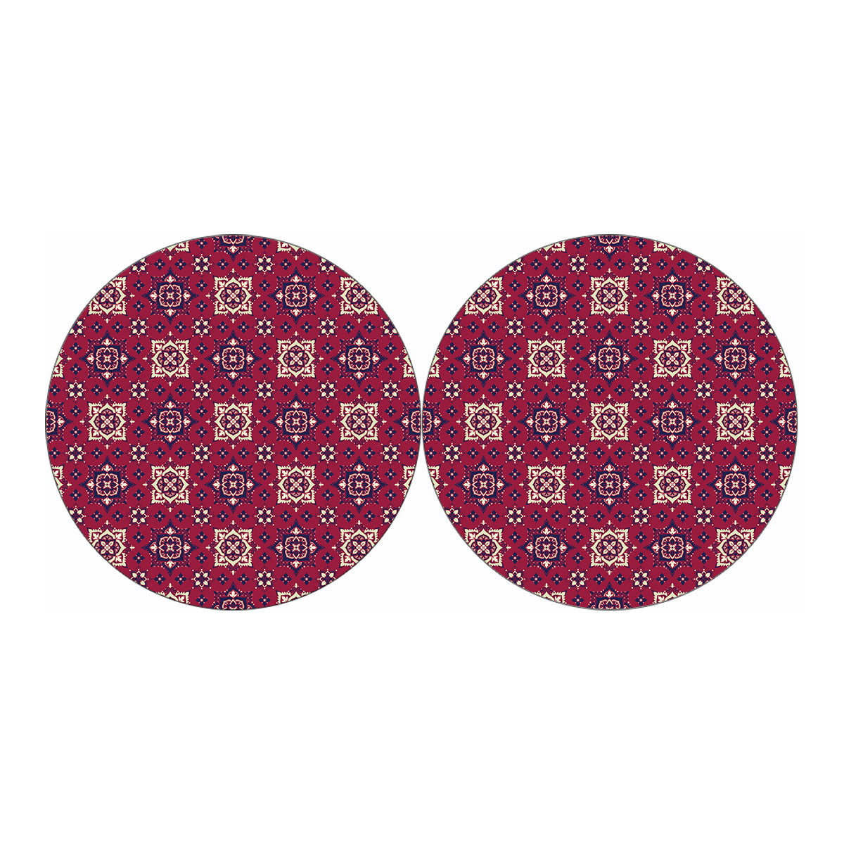 Red Boho Flower Pattern Print Car Coasters