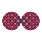 Red Boho Flower Pattern Print Car Coasters