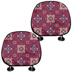 Red Boho Flower Pattern Print Car Headrest Covers