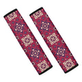 Red Boho Flower Pattern Print Car Seat Belt Covers