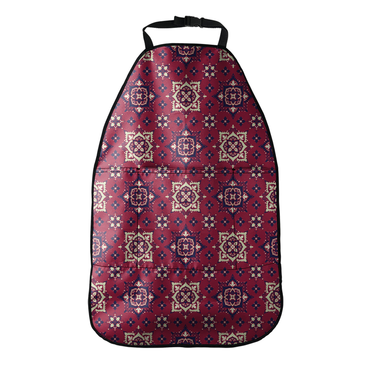 Red Boho Flower Pattern Print Car Seat Organizers