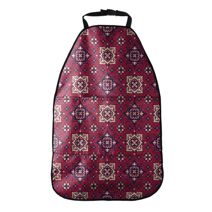 Red Boho Flower Pattern Print Car Seat Organizers