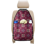 Red Boho Flower Pattern Print Car Seat Organizers