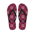 Red Boho Flower Pattern Print Flip Flops
