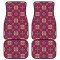 Red Boho Flower Pattern Print Front and Back Car Floor Mats