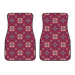 Red Boho Flower Pattern Print Front Car Floor Mats