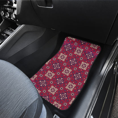 Red Boho Flower Pattern Print Front Car Floor Mats