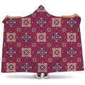 Red Boho Flower Pattern Print Hooded Blanket