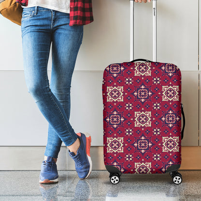 Red Boho Flower Pattern Print Luggage Cover