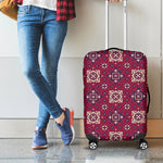 Red Boho Flower Pattern Print Luggage Cover