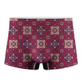 Red Boho Flower Pattern Print Men's Boxer Briefs