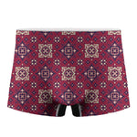 Red Boho Flower Pattern Print Men's Boxer Briefs