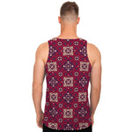 Red Boho Flower Pattern Print Men's Tank Top