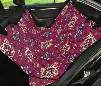 Red Boho Flower Pattern Print Pet Car Back Seat Cover