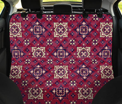 Red Boho Flower Pattern Print Pet Car Back Seat Cover