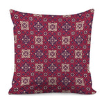Red Boho Flower Pattern Print Pillow Cover