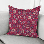 Red Boho Flower Pattern Print Pillow Cover