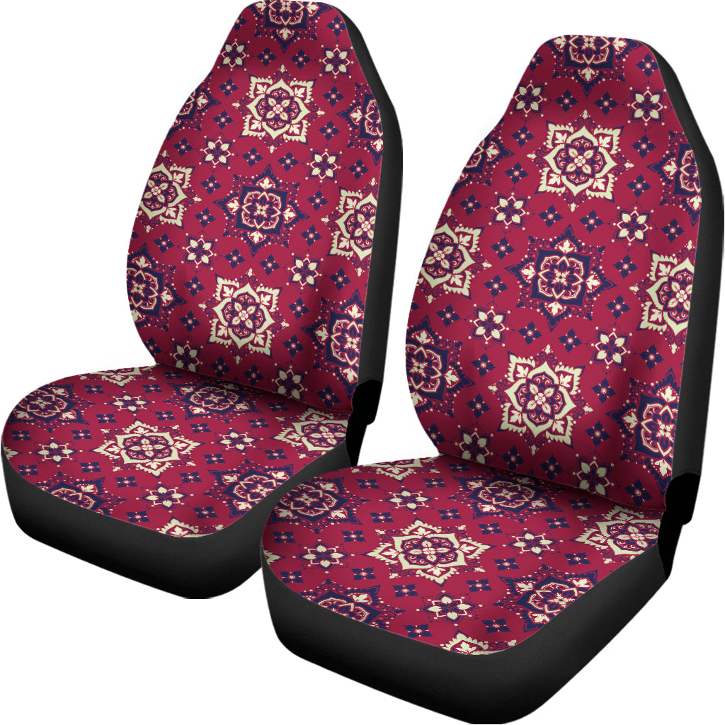 Red Boho Flower Pattern Print Universal Fit Car Seat Covers