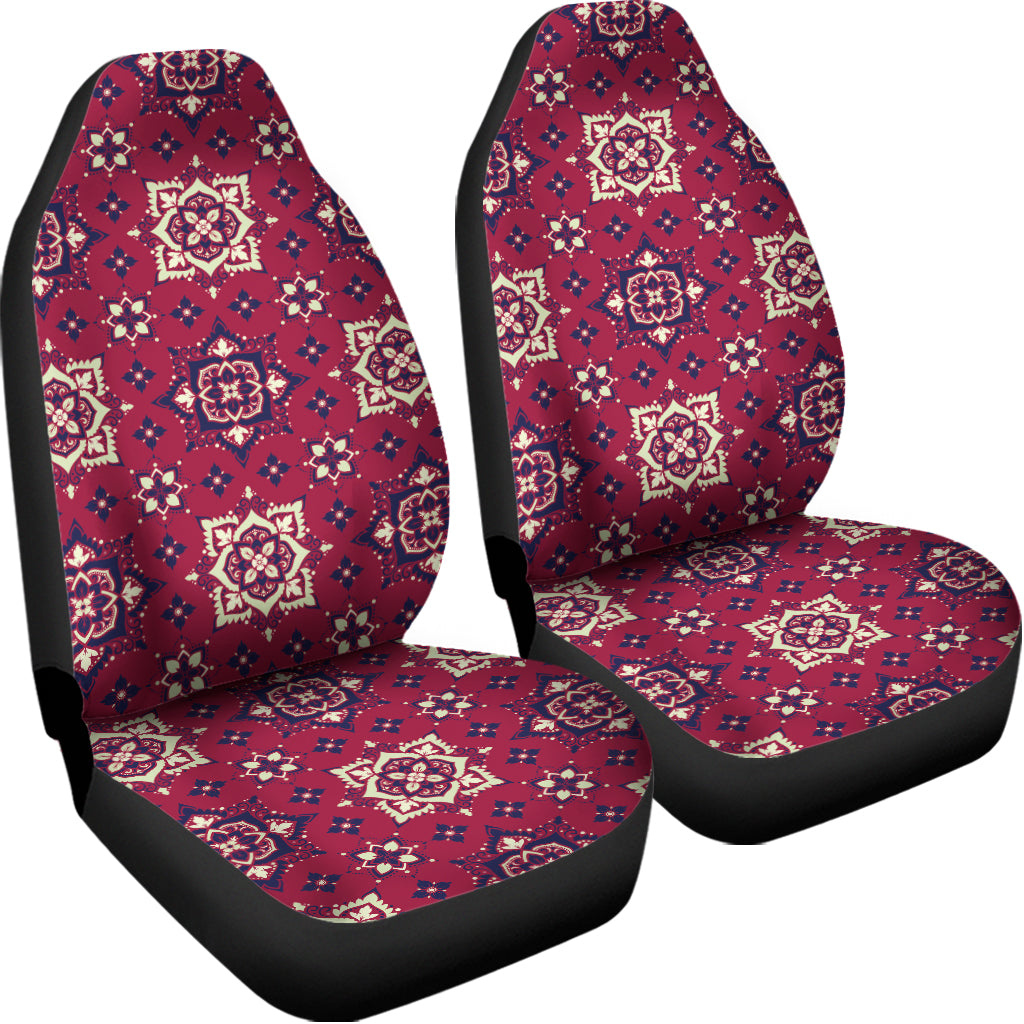 Red Boho Flower Pattern Print Universal Fit Car Seat Covers