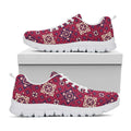 Red Boho Flower Pattern Print White Running Shoes