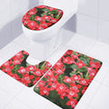 Red Bouvardia Print 3 Piece Bath Mat Set
