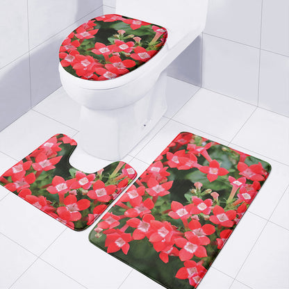 Red Bouvardia Print 3 Piece Bath Mat Set