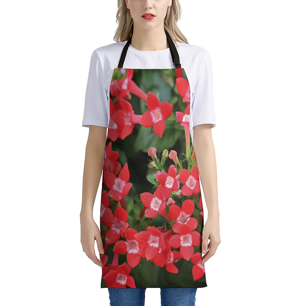 Red Bouvardia Print Apron