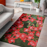 Red Bouvardia Print Area Rug