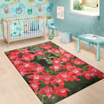 Red Bouvardia Print Area Rug