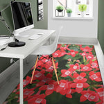 Red Bouvardia Print Area Rug