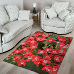 Red Bouvardia Print Area Rug