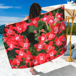 Red Bouvardia Print Beach Sarong Wrap